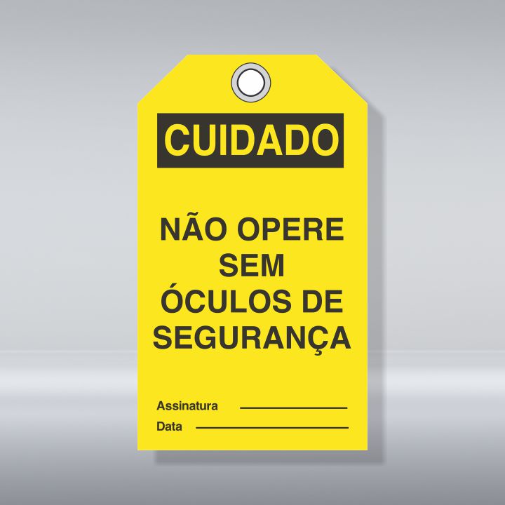 CARTÃO TRAVAMENTO CUIDADO | NÃO OPERE SEM ÓCULOS DE SEGURANÇA